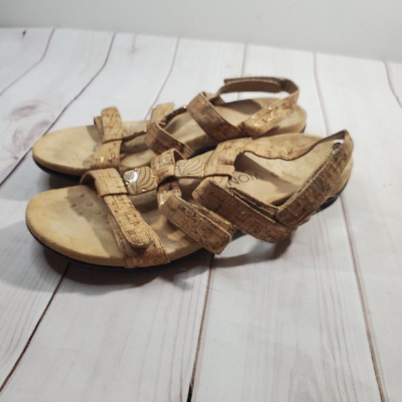Vionic Sandals 9 Women 44 Amber Cork Beaded Arch Support Comfort Shoes Beige - Picture 4 of 9